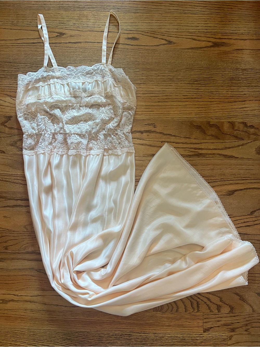 Silky Lace Trim Slip Dress in Cream